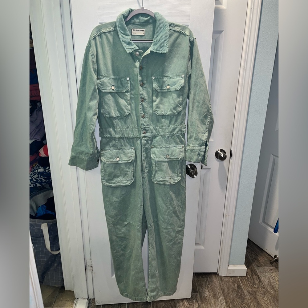 We The Free Free People Utility Coverall Jumpsuit Sage Green Medium